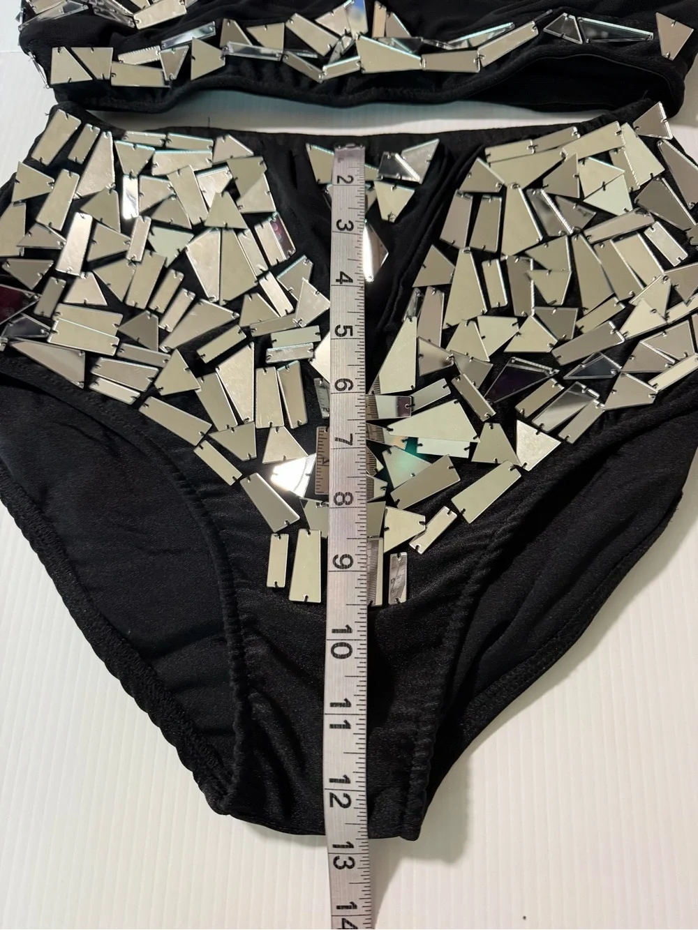 Glamour silver Mosaic Rhinestone 2 Piece Dance Costume Solo Jazz Contemporary LA